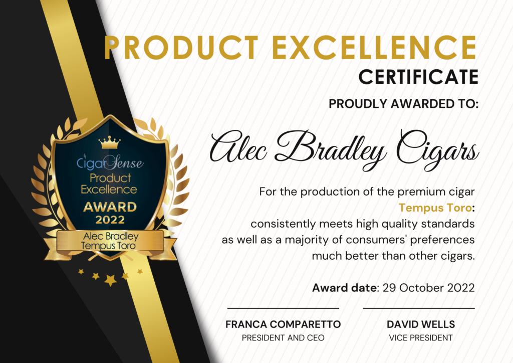 Product Excellence Award - Alec Bradley